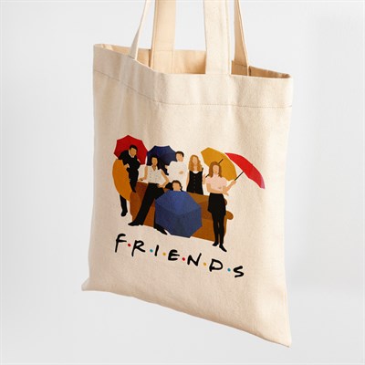 Vagonik Friends Baskılı Ham Bez Kanvas Çanta