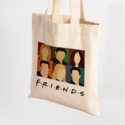Vagonik Friends Baskılı Ham Bez Kanvas Çanta