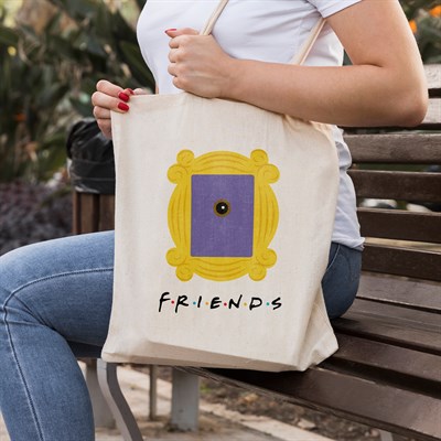 Vagonik Friends Baskılı Ham Bez Kanvas Çanta