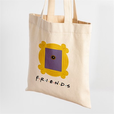 Vagonik Friends Baskılı Ham Bez Kanvas Çanta