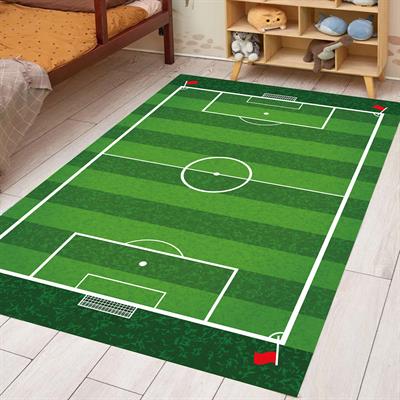 Vagonik Futbol Sahası Desenli Dijital Baskılı Halı Kaydırmaz Tabanlı Yıkanabilir Çocuk Odası Halısı