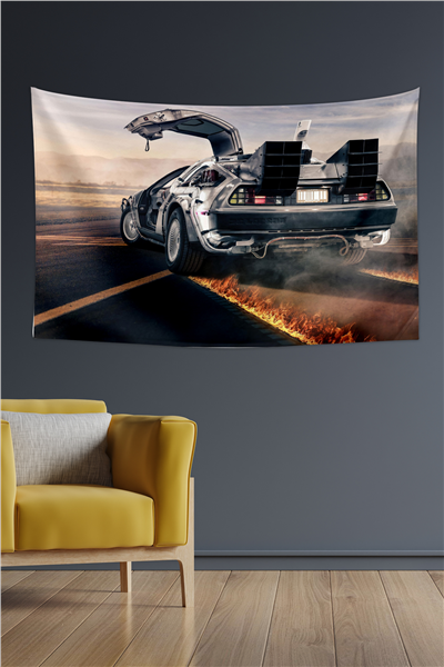 Vagonik Geleceğe Dönüş Delorean Duvar Örtüsü Halısı
