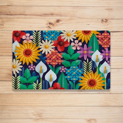 Vagonik Geometrik Çiçek Desenli Dijital Baskılı 50x70cm Dekoratif Çok Amaçlı Iç Ve Dış Kapı Paspası