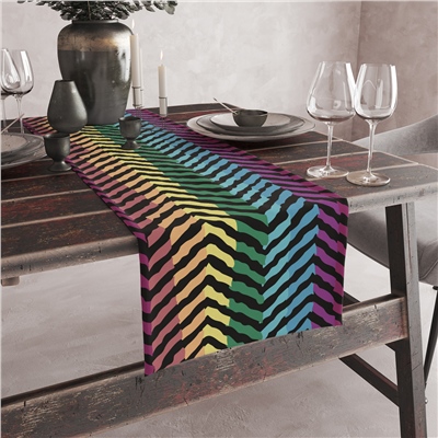 Vagonik Gökkuşağı Desenli Dijital Baskılı Runner 140x40 cm