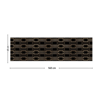 Vagonik Gold Siyah Desenli Dijital Baskılı Runner 140x40 cm