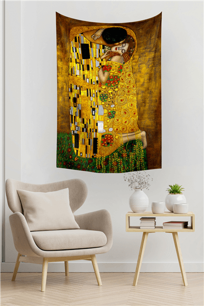 Vagonik Gustav Klimt Öpücük Duvar Örtüsü Halısı