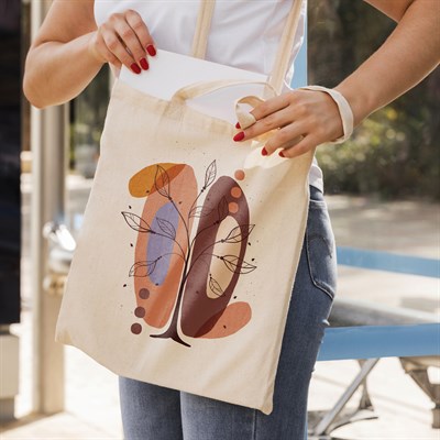 Vagonik Hayat Ağacı Bohem Baskılı Ham Bez Kanvas Çanta 240 Gr.