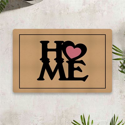 Vagonik Home Kalp Temalı Dijital Baskılı 50x70cm Dekoratif Çok Amaçlı Iç Ve Dış Kapı Paspası