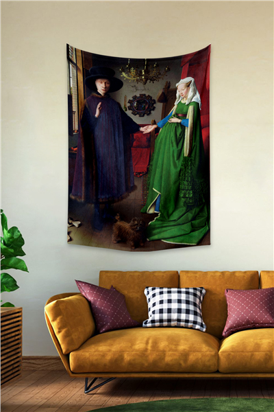 Vagonik Jan Van Eyck Arnolfininin Evlenmesi, Arnolfini Portrait Duvar Örtüsü Halısı