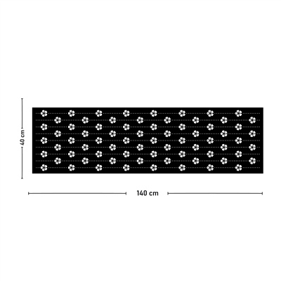 Vagonik Japon Çiçeği Siyah Beyaz Desenli Dijital Baskılı Runner 140x40 cm