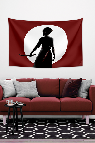 Vagonik Japon Katana Kadın Duvar Örtüsü Halısı