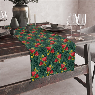 Vagonik Karpuz Desenli Dijital Baskılı Runner 140x40 cm