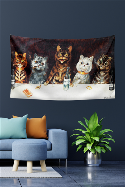 Vagonik Kediler Louis Wain Duvar Örtüsü Halısı