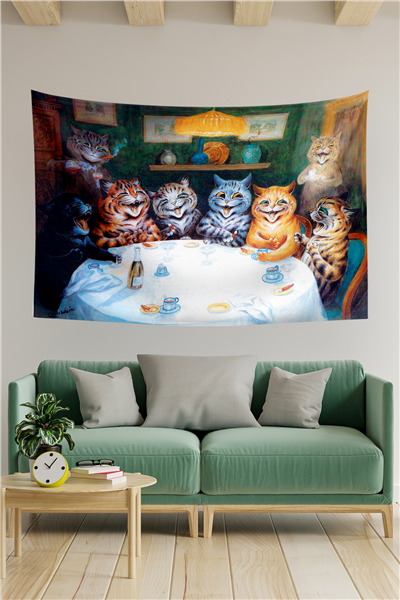 Vagonik Kediler Louis Wain Duvar Örtüsü Halısı