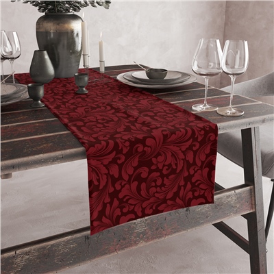 Vagonik Kırmızı Çiçek Desenli Dijital Baskılı Runner 140x40 cm