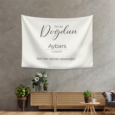 Vagonik Kişiye Özel Doğum Günü İyi ki Doğdun Happy Birthday Duvar Örtüsü Duvar Halısı Birinci Kalite Kumaş