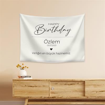 Vagonik Kişiye Özel Doğum Günü İyi ki Doğdun Happy Birthday Duvar Örtüsü Duvar Halısı Birinci Kalite Kumaş
