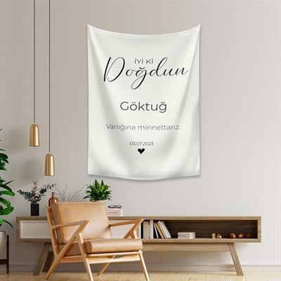 Vagonik Kişiye Özel Doğum Günü İyi ki Doğdun Happy Birthday Duvar Örtüsü Duvar Halısı Birinci Kalite Kumaş