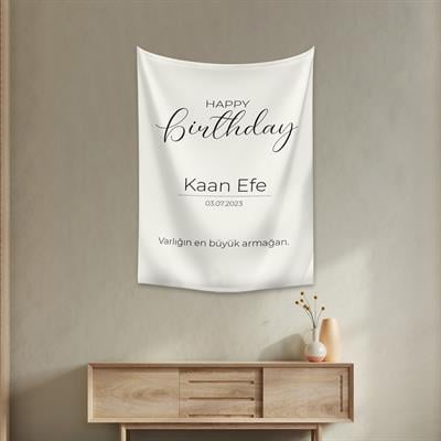 Vagonik Kişiye Özel Doğum Günü İyi ki Doğdun Happy Birthday Duvar Örtüsü Duvar Halısı Birinci Kalite Kumaş