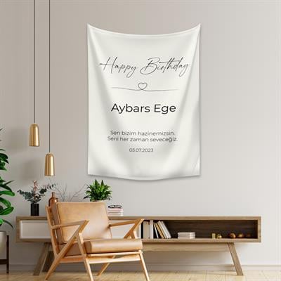 Vagonik Kişiye Özel Doğum Günü İyi ki Doğdun Happy Birthday Duvar Örtüsü Duvar Halısı Birinci Kalite Kumaş