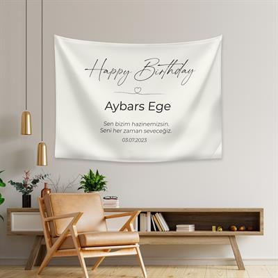 Vagonik Kişiye Özel Doğum Günü İyi ki Doğdun Happy Birthday Duvar Örtüsü Duvar Halısı Birinci Kalite Kumaş
