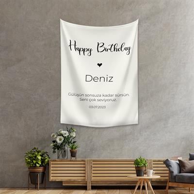 Vagonik Kişiye Özel Doğum Günü İyi ki Doğdun Happy Birthday Duvar Örtüsü Duvar Halısı Birinci Kalite Kumaş