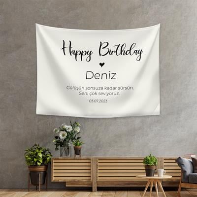 Vagonik Kişiye Özel Doğum Günü İyi ki Doğdun Happy Birthday Duvar Örtüsü Duvar Halısı Birinci Kalite Kumaş