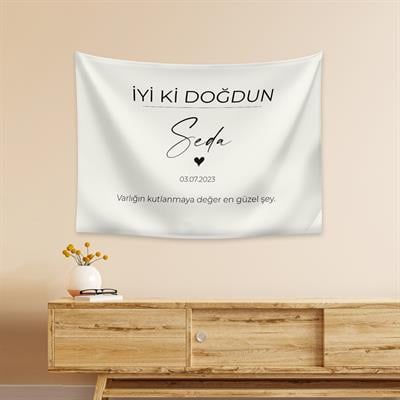 Vagonik Kişiye Özel Doğum Günü İyi ki Doğdun Happy Birthday Duvar Örtüsü Duvar Halısı Birinci Kalite Kumaş