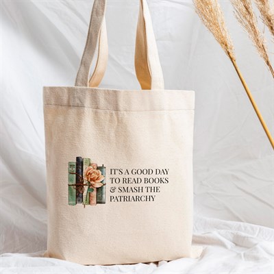 Vagonik Kitap Motto Baskılı Baskılı Ham Bez Kanvas Çanta