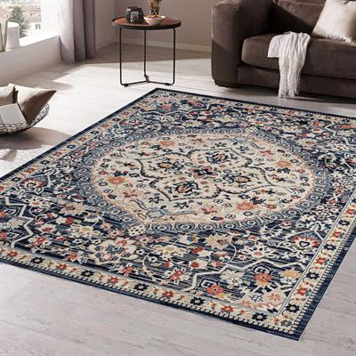 Vagonik Klasik Türk Motifli Geleneksel Desenli Dijital Baskılı Halı Kaydırmaz Tabanlı Yıkanabilir Halı