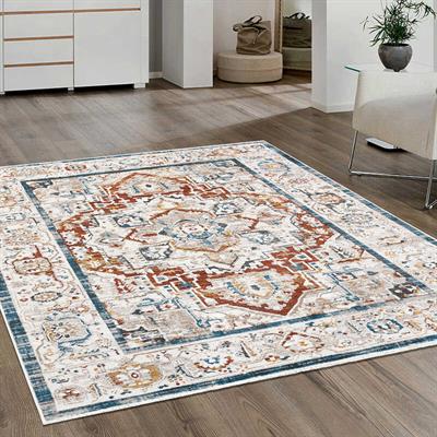 Vagonik Klasik Türk Motifli Geleneksel Desenli Dijital Baskılı Halı Kaydırmaz Tabanlı Yıkanabilir Halı