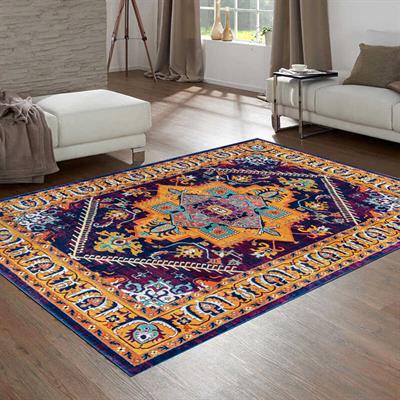 Vagonik Klasik Türk Motifli Geleneksel Desenli Dijital Baskılı Halı Kaydırmaz Tabanlı Yıkanabilir Halı