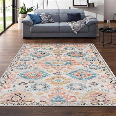 Vagonik Klasik Türk Motifli Geleneksel Desenli Dijital Baskılı Halı Kaydırmaz Tabanlı Yıkanabilir Halı