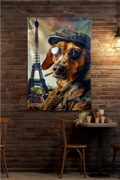 Vagonik Komik Seyehat Köpek Modern Desenli Duvar Örtüsü Tapestry Desen 458