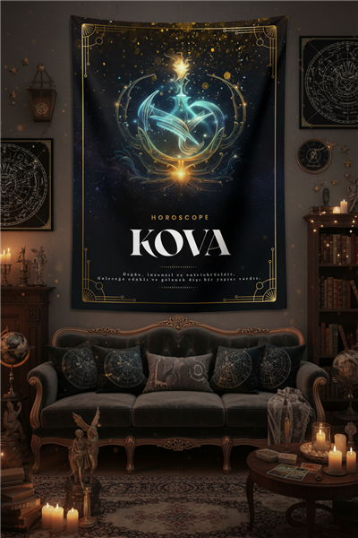 Vagonik Kova burcu Astroloji Temalı Mistik Desenli Duvar Örtüsü Tapestry Desen 469