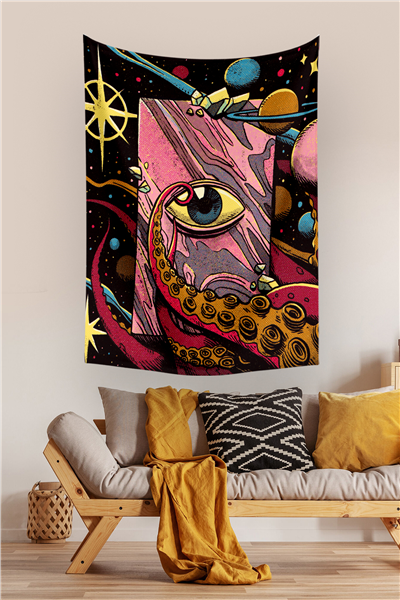 Vagonik Kozmik Göz Psychedelic Duvar Örtüsü Halısı