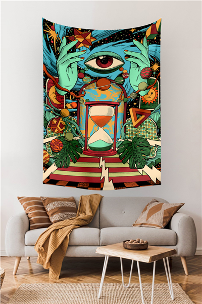 Vagonik Kozmik Göz Psychedelic Duvar Örtüsü Halısı