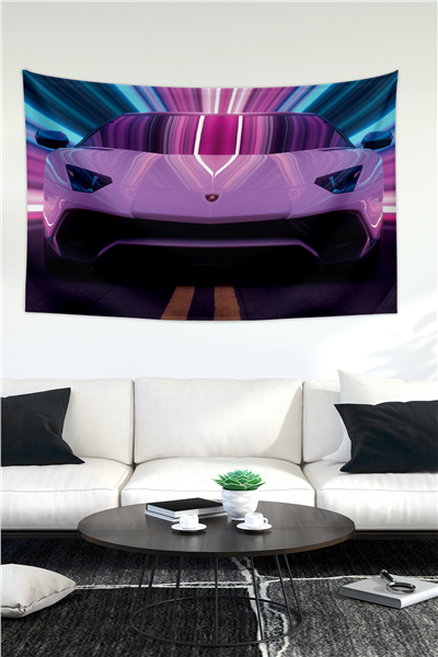 Vagonik Lamborghini Art Duvar Örtüsü Halısı
