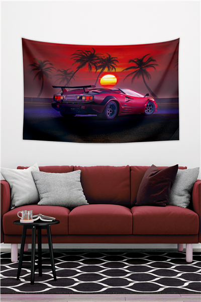 Vagonik Lamborghini Sunset Duvar Örtüsü Halısı