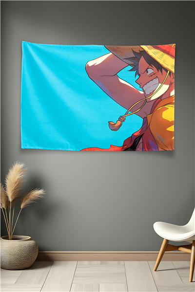 Vagonik Luffy From One Piece İn A Confident Pose Duvar Örtüsü Tapestry