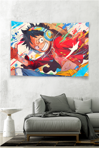 Vagonik Luffy Graffiti Style Street Art Laptop Duvar Örtüsü Tapestry