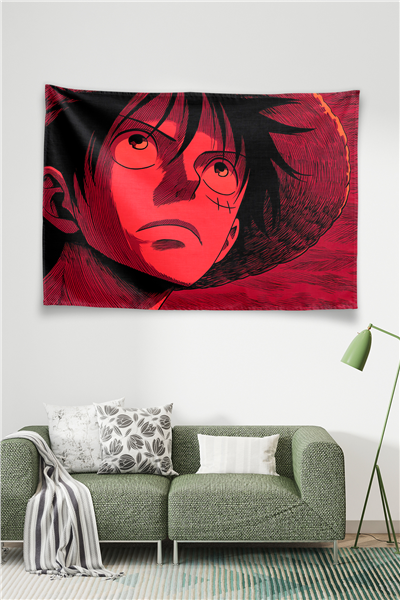 Vagonik Luffy Red Monochromatic Gaze Duvar Örtüsü Tapestry