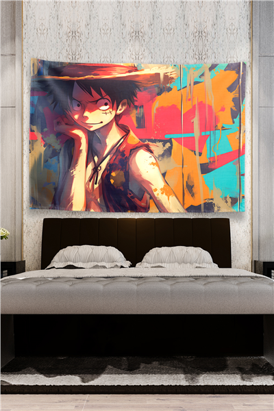 Vagonik Luffy Smiling On Urban Wall Duvar Örtüsü Tapestry