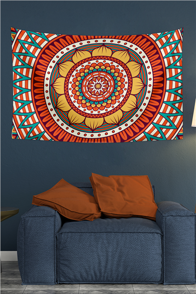 Vagonik Mandala Desen Duvar Örtüsü Halısı
