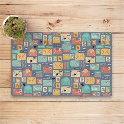 Vagonik Mektup Temalı Dijital Baskılı 50x70cm Dekoratif Çok Amaçlı Iç Ve Dış Kapı Paspası