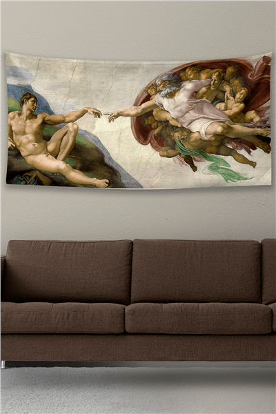 Vagonik Michelangelo Tanrının Eli Duvar Örtüsü Halısı