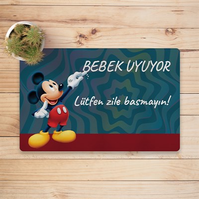 Vagonik Mickey Mouse Bebek Uyuyor Dijital Baskılı 50x70cm Dekoratif Çok Amaçlı Iç Ve Dış Kapı Paspası