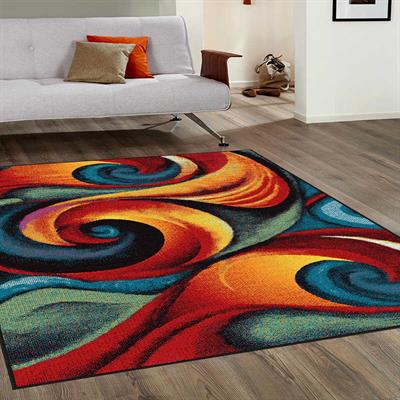 Vagonik Modern Renkli Fırça Desenli Dijital Baskılı Halı Kaydırmaz Tabanlı Yıkanabilir Halı