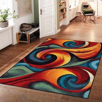 Vagonik Modern Renkli Fırça Desenli Dijital Baskılı Halı Kaydırmaz Tabanlı Yıkanabilir Halı