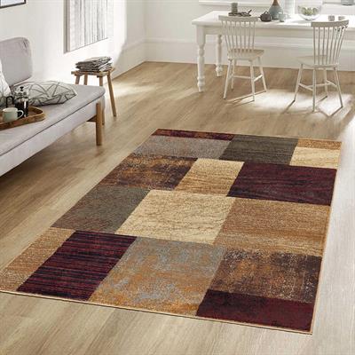 Vagonik Modern Renkli Kare Desenli Dijital Baskılı Halı Kaydırmaz Tabanlı Yıkanabilir Halı